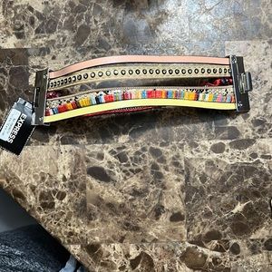 a colorful one piece bracelet from express
